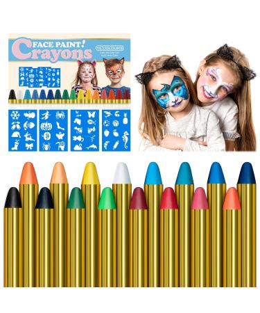 Gibot 16 colors face painting set for carnival color make -up pencils Bodypaint make -up palette carnival make -up make -up carnival halloween body painting colors glitter colored pencils with 4 stickers 16 colors Bodypaint with 4 stickers