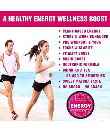 Energy Powder with Natural Caffeine | Focus & Brain Boost Nootropic | No Sugar No Crash | Matcha Guarana L-Theanine | Plant-Based Energy (20 Servings - Buy Online on GoSupps.com