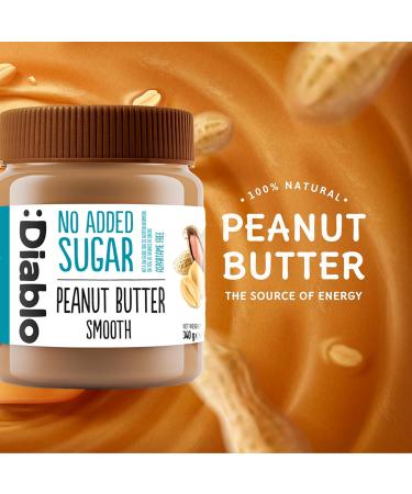 Diablo Peanut Butter Smooth | No Added Sugar Gluten Free| Sweetened with Maltitol | Hamper Basket Available - Perfect for Gifting | 340g - Buy Online on GoSupps.com