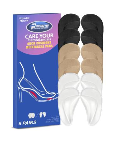 Arch Support Insert Arch Support Insoles for Flat Feet 6 Pairs Gel Arch Pads for Plantar Fasciitis Adhesive Reusable Arch Cushions Foot Pain Relieve One Size Fits Women & Men 2clear+2beige+2black