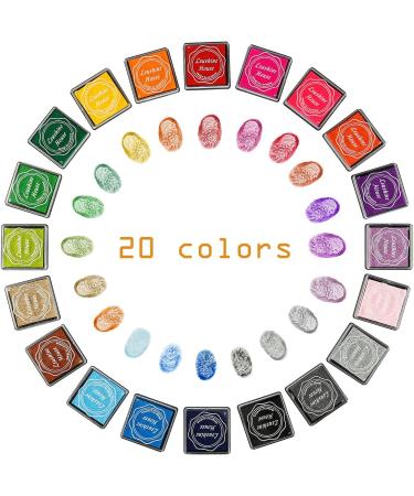 20 Color Rainbow Finger Ink Pad Set for Kids - Lsushine Craft Ink Pad Stamps Partner - Buy Online on GoSupps.com