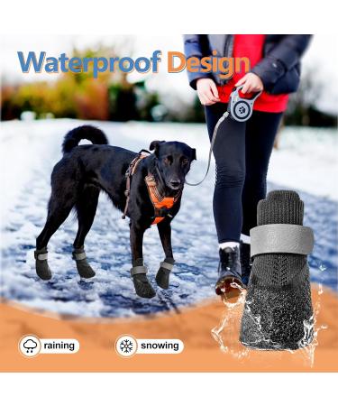 Waterproof Dog Boots - Non-Slip Paw Protection Shoes with Adjustable Reflective Straps for All Sizes - 4 Pieces (Size M Black) - Buy Online on GoSupps.com