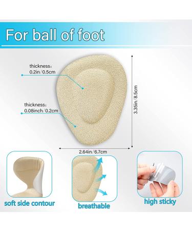 6 Pairs Shoe Inserts for Loose Shoes - Anti-Slip High Heel Grip Liners, Metatarsal Pads, Ball of Foot Cushions - Gel Insoles for Women Men - Blister Prevention - Beige Black Clear - Buy Online on GoSupps.com