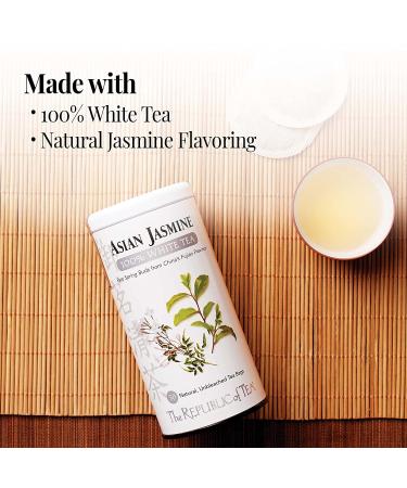 Republic of Tea Asian Jasmine White Tea - 50 Bags, Authentic Low Caffeine 100% White Tea - Buy Online on GoSupps.com