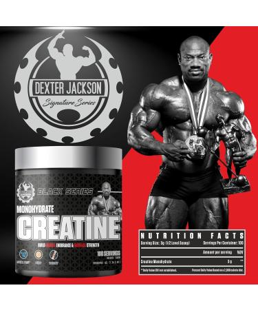 DEXTER JACKSON Black Series Monohydrate Creatine | 300g | 100 Servings | Premium Micronized Creatine for Strength Muscle Growth & Recovery - Buy Online on GoSupps.com