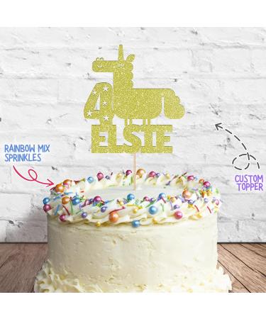 Cakeshop Cake Decoration Pack | Funny Unicorn Theme Premium Double Sided Glitter Card Cake Topper & 25g Party Pack of Cake Sugar Sprinkles | Custom Name & Age Cake Decorations (Champagne) Non-Prime Glitter Card: Champagne - Buy Online on GoSupps.com