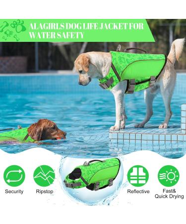 Alagirls Ripstop Dog Lifeguard Vest with Rescue Handle | Medium to Large Sizes | Green | Ideal for Small & Medium Dogs - Buy Online on GoSupps.com