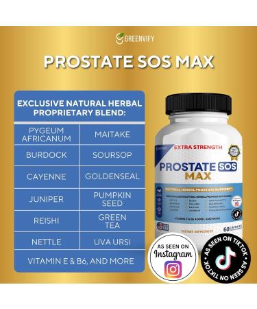 Prostate SOS Max Supplement 60 Capsules Natural Herbal Complex with Saw Palmetto Vitamin E B6 30-Day Supply (1) - Buy Online on GoSupps.com
