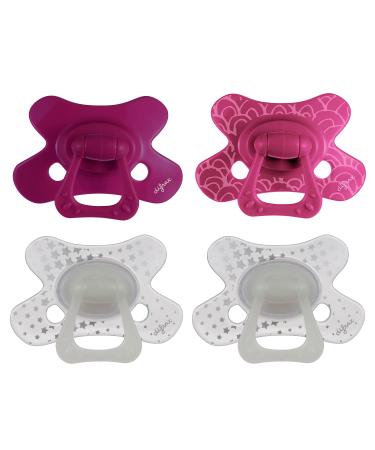 Difrax - natural pacifier - 20+ months - purple and dark purple+ glow in the Dark Saucher - 4 pieces 20+ months violet & phosphorescent