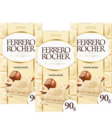  Ferrero Ferrero Rocher Pack of 3 white chocolate bars with hazelnuts 90g White chocolate filled with hazelnut cream and hazelnut pieces - Buy Online on GoSupps.com
