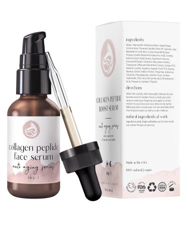 Foxbrim Naturals Peptide Collagen Serum for Face - Anti-Aging Treatment for All Skin Types | Tighten, Brighten, Lift, Hydrate & Plump | Reduce Fine Lines & Wrinkles | 1 Fl Oz - Buy Online on GoSupps.com
