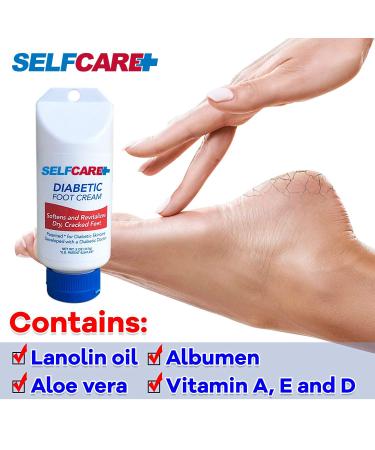 Selfcare Plus Diabetic Foot Cream - 5 oz Patented Lotion for Dry Cracked Feet - Hydrates Hands, Legs & Body, Promotes Smooth Skin - Buy Online on GoSupps.com