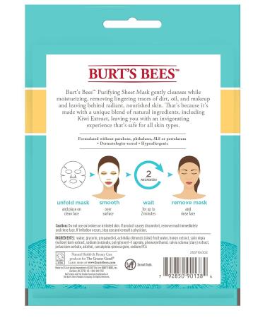 Burt's Bees Purifying Sheet Mask with Kiwi Extract 0.33 oz - Natural Skincare - Buy Online on GoSupps.com