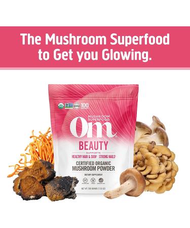 Om Mushrooms Beauty | 100% Organic Mushroom Powder 7.05 oz - Enhance Skin Health - Buy Online on GoSupps.com