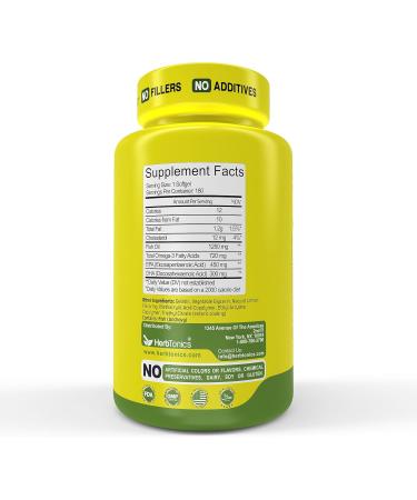 Herbtonics Omega 3 Fish Oil 1250mg - High EPA 450mg + DHA 300mg for Heart & Brain Health | Triple Strength Burpless Lemon Flavor Wild Caught | 180 Softgels (Up to 6 Month Supply) - Buy Online on GoSupps.com