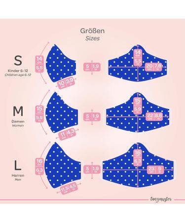 Dance Pattern Washable Cotton Mask for Kids & Adults - 2-Layer with Nose Bracket & Filter Bag - Oeko-Tex Standard 100 - Blue & White Dots - L Size (1 Pack) - Buy Online on GoSupps.com