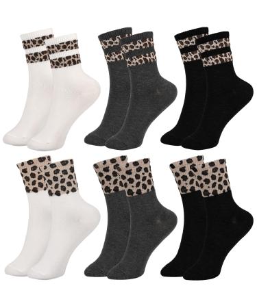 Utensilsto 6 pairs women crew socks 35-42 socks cotton socks girls with leopard socks socks leopard socks women sports socks for leisure clothes (spring and autumn)