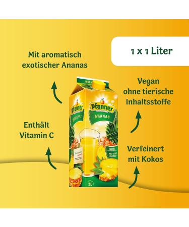 Pfanner Pineapple Coconut Drink 2L - Refreshing Fruit Nectar with 25% Fruit Content - Pineapple & Coconut Water International Shipping Available - Buy Online on GoSupps.com