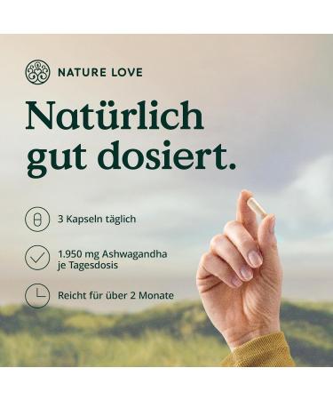 Nature Love Bio Ashwagandha - 240 Capsules | High-Dose 1950mg | Vegan Lab-Tested Quality Sleep Berry from India | Produced in Germany - Buy Online on GoSupps.com