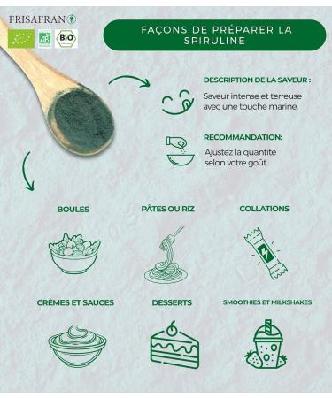 FRISAFRAN | Poudre de Spiruline Bio 100g | Spiruline Pure et Naturelle | Compl ment Vegan | Riche en Prot ines | Puret Antioxydante | Naturel Et Sans Additifs | BIO | D tox | Poudre De Super Aliment 100 g (Lot de 1) - Buy Online on GoSupps.com