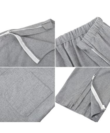 YOSINISO XXL Double-Opening Zipper Hospital Gown for Bedridden Patients - Tearaway Cotton Disability Clothing for Post Surgery, Dialysis, Rehab, Elderly, Paralysis - Men's Wheelchair Fracture Clothing - Buy Online on GoSupps.com