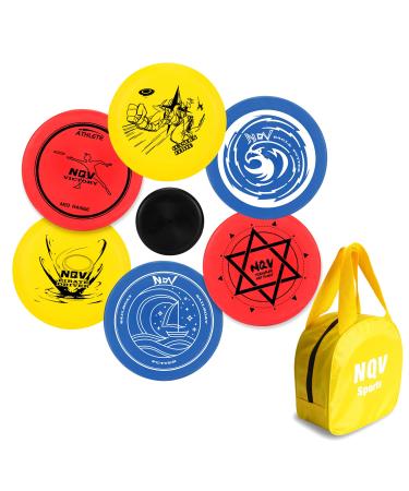NQV Disc Golf Set,Frisbee Golf Discs Set with Bag,Disc Golf Starter Set,6 PCS Flying Discs with Putters Drivers Mid Ranges+1 Disc Golf Bag for Beginners yellow