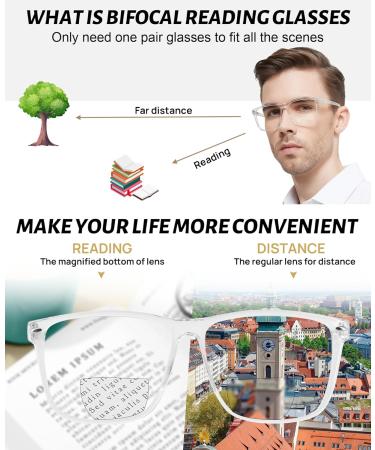 OCCI CHIARI Bifocal Reading Glasses for Men - Oversized Blue Light Blocking Readers (1.0 to 3.5) - Clear Lens - Buy Online on GoSupps.com