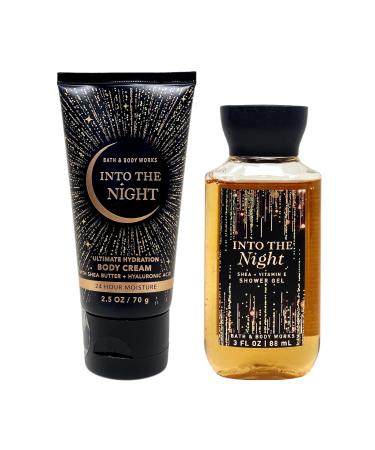 Bath and Body Work INTO THE NIGHT 2 Piece Mini Set - Body Cream and Shower Gel - Travel Size black