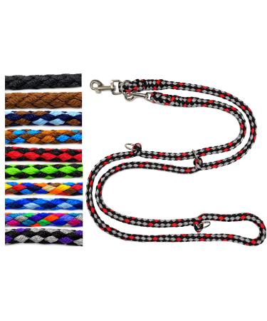 Dog linen Large dogs up to 80 kg double linen jumbo 2.40m / 2.80m / 3.50m / 5m adjustable exercise line / guide very stable (5m 5-fold adjustable ohio (black-silver-red)) 5m 5 times adjustable ohio (black-silver-Red)