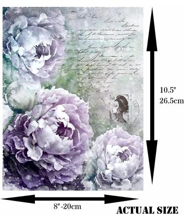 Lilac Theme Mulberry Rice Paper 8x10.5 inch - 6 Unique Printed Images, 30gsm Fiber, Decoupage & Mixed Media Crafts - Buy Online on GoSupps.com