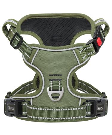 Heele dog harness breast harness for dogs running harness dog with lockable snap lock adjustable reflective dog harness open on the neck anti-train dog harness green m m-breast grapes: 38-71cm lock-green