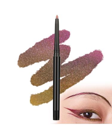 FANXITON Eyeliner Pencil Brown Eyeliner Gold Pink Shifting Colors Glitter Waterproof Eyeliner Pen Mermaid Makeup  24h Long-Lasting Metallic Colored Eyeliner  Gold -Brown -Pink Shifting Pink Glitter