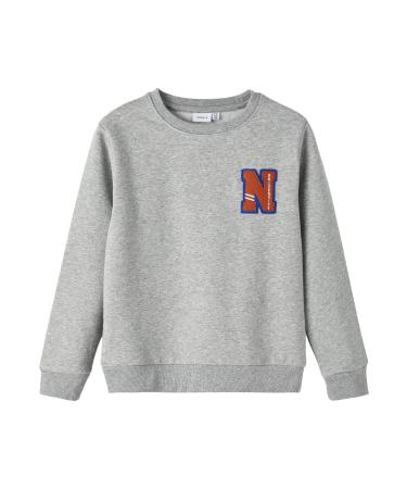 NAME IT kids' sweatshirt NKMREKIM LS Sweat BRU (as3 Numeric Numeric_116 Regular Grey Melange 116)