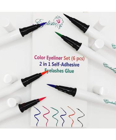 ezolistic Magic Eyeliner Pen Set - 2 in 1 Self-Adhesive for False Eyelashes - 6 Colors - Winged Lashes Glue - Bright Colored Eye-liner - Buy Online on GoSupps.com