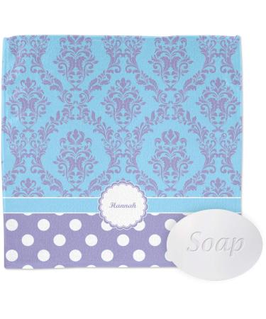 Personalized Purple Damask & Dots Washcloth