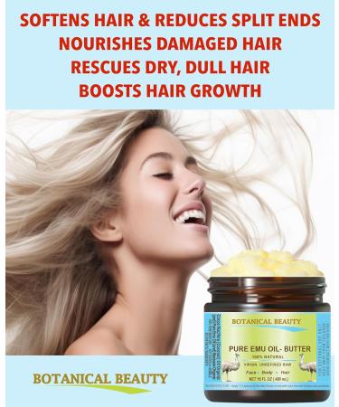 Botanical Beauty PURE EMU OIL BUTTER 100% Natural RAW Virgin Unrefined for Face Body Hands Feet Nails Hair and Lip Care (8 Fl Oz) 8 Ounce (Pack of 1) - Buy Online on GoSupps.com