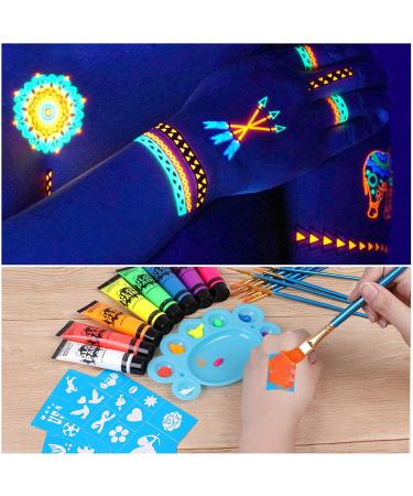 UV Glow Blacklight Neon Face and Body Paint - 8 Tubes 0.84oz - Neon Fluorescent Glow in Dark Body Paints for Parties - Buy Online on GoSupps.com