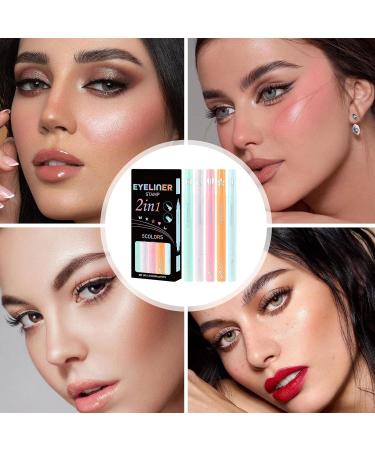  BommFu Double Head Liquid Eyeliner Pad Winged Eyeliner Pad Fun Waterproof and Sweatproof 2 in 1 Double-Sided Eye Makeup Pen 5 Colorful Pads for - Buy Online on GoSupps.com