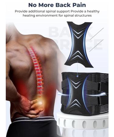 KKM Back Brace for Lower Back Pain Relief - Herniated Disc Sciatica Scoliosis Support Belt Breathable Design Removable Lumbar Pad XL Black for Men & Women - Buy Online on GoSupps.com