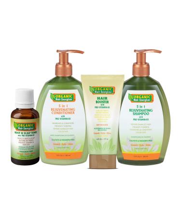 Organic Hair Energizer Hair Growth 4 Piece Set  Pro Vitamin-B5  DHT-Blockers & Ph-Balancing Energizer kit  Good for Men  Women & Teens