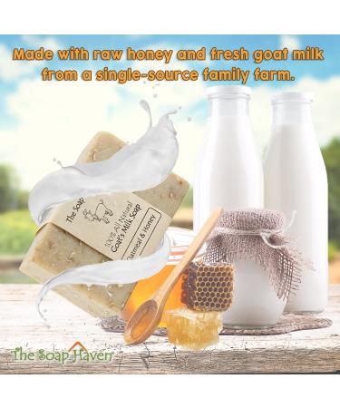 Oatmeal & Honey Goat Milk Soap Bars - Pack of 4 | All Natural, Unscented, Handmade in USA | Ideal for Sensitive Skin | SLS & Paraben Free - Buy Online on GoSupps.com