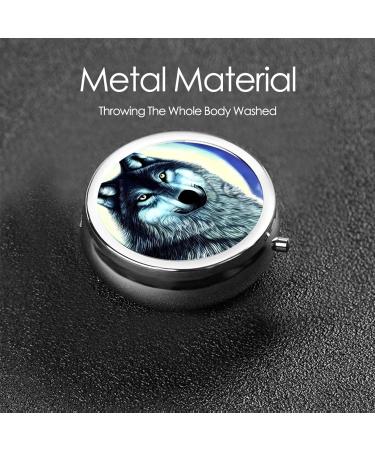Buy Wolf Under Moon Round Pill Box - 3 Compartment Travel Organizer | Portable International Shipping - Buy Online on GoSupps.com