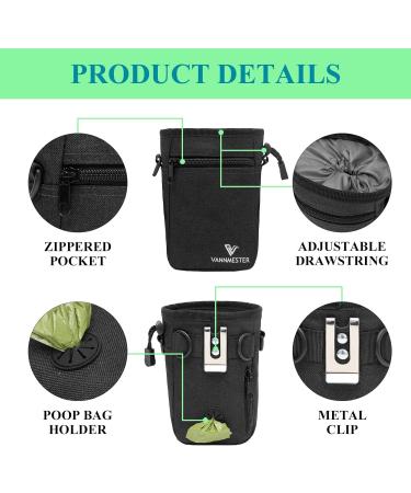 VANNMESTER Dog Treat Pouch for Training Hands-Free Dog Walking Bag Fanny Pack Pet Snack Bag Dog Treat Bag Built-in Poop Bag Dispenser Adjustable Belt-Black - Buy Online on GoSupps.com