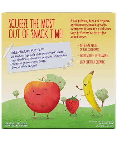 Plum Organics Applesauce Mashups - Strawberry & Banana 4 Pouches (3.17 oz Each) | Organic Fruit Snack - Buy Online on GoSupps.com