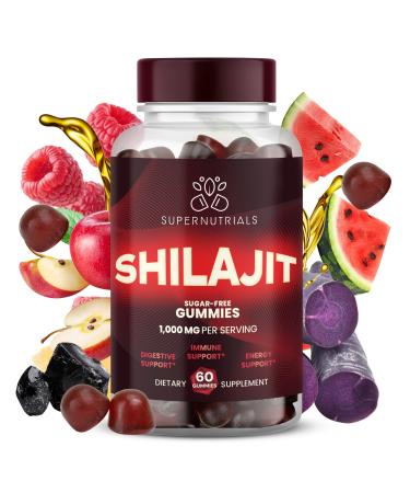 1000 mg Premium Himalayan Shilajit Gummies for Men and Women | Sugar-Free Organic | Non-GMO | Vegan-Friendly | Energy & Focus Boost - Immune Support | 60 Gummies 60 Count (Pack of 1)