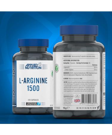 Applied Nutrition L-Arginine Capsules - 1500mg High Strength Nitric Oxide Booster - 60 Servings | Workout Performance Boost - Buy Online on GoSupps.com