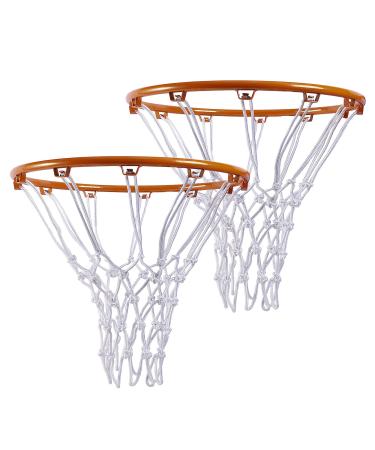 QYKBDLB Basketball Net Fits Outdoor Indoor Standard Rim Replacement Heavy Duty Net All Weather Anti Whip -White 12 Loops 2 Pack
