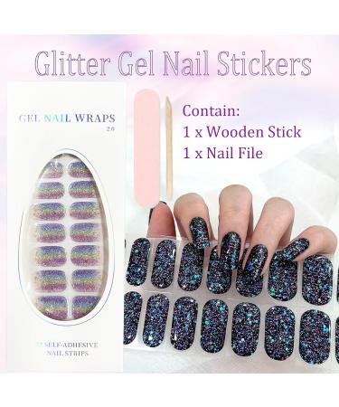 Gel Nail Wraps Gel Nail Stickers 20 Stickers Full-Cured Gel Nail Stickers Upgrade Glitter Gel Nail Strips Last for 15 Days - Adhesive Gel Nail Stickers Nail Art No Need UV/LED Lamp(Shining Shadows) - Buy Online on GoSupps.com