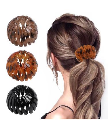 Vidfair 3 pieces vintage bird nest hair clips ponytail hair clip geometric retractable hair loops Ex.