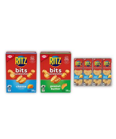 Ritz Bits Sandwiches Peanut Butter Flavour 180g with Ritz Bits Sandwiches Cheese Flavour 180g and Ritz Crackers Cheese Sandwich Snackwiches 304g